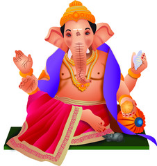 Vector illusstration of ganpati with shovel