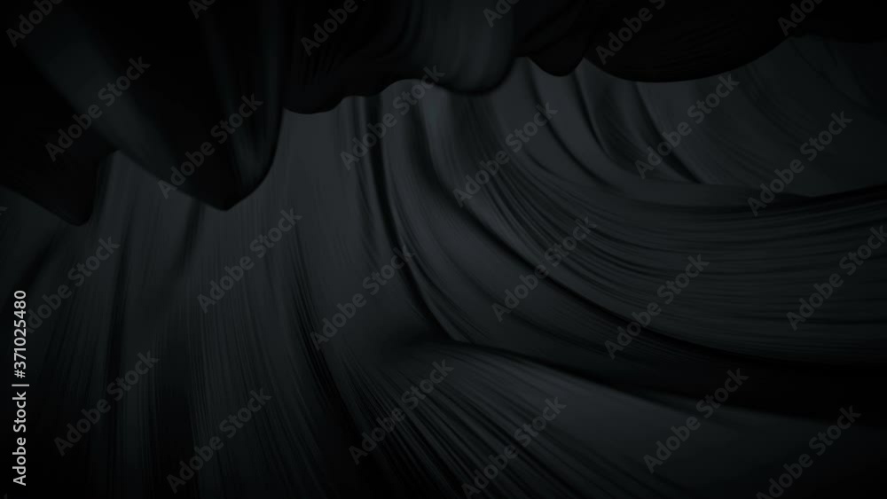 Aufkleber wavy black glossy surface. 3d render seamless loop animation
