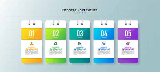 Infographics design template, Business concept with 5 steps	