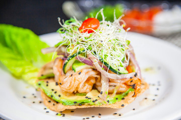 Tostada de Camarones, Alta cocina Mexicana