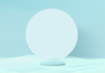 Cylinder abstract minimal scene with geometric platform. Summer background vector 3d rendering with podium. stand to show cosmetic products. Stage Showcase on pedestal modern 3d studio pastel