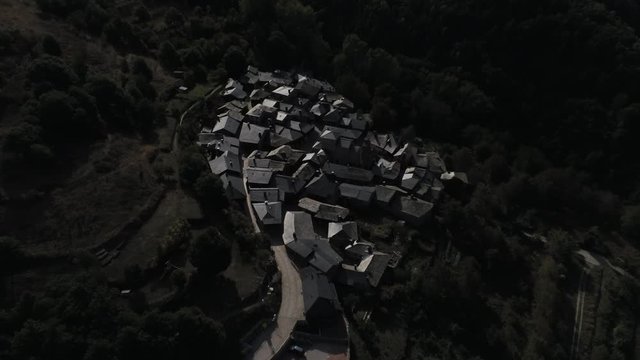 Beautiful village of Pe&ntilde;alba de Santiago. Leon, Spain. Aerial Drone Footage