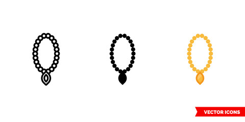 Necklace icon of 3 types color, black and white, outline. Isolated vector sign symbol.