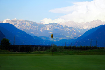 Flag on the green of the Blue Monster golf course. © alfredSman