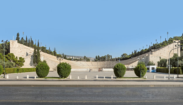 he Panathenaic Stadium (or kallimarmaro, hosted the first modern Olympic Games in 1896)  in Athens, Greece 