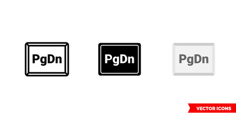 PgDn button icon of 3 types color, black and white, outline. Isolated vector sign symbol.