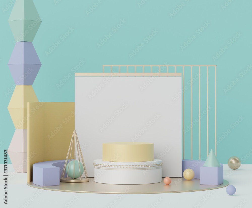 Poster 3d abstract background of empty podium display for products and cosmetic presentation and mock up. p