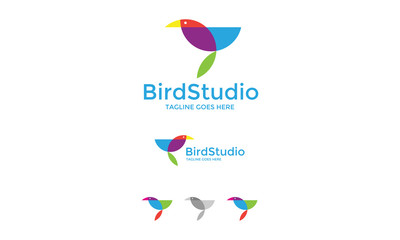 Abstract Bird Logo - Simple Colorful Bird Vector 