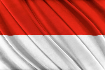 Colorful Indonesia flag waving in the wind. 3D illustration.