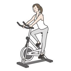 スピンバイクでエクササイズをする女性 © yamamedal