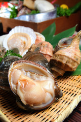 Hot Pot Ingredients, Multiple Shellfish In The Bamboo Tray