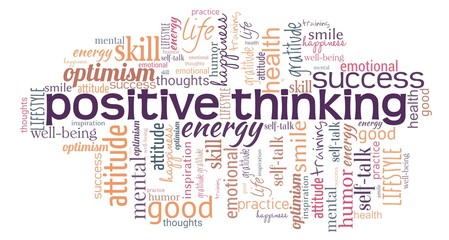 Fototapeta premium Positive thinking word cloud isolated on a white background.