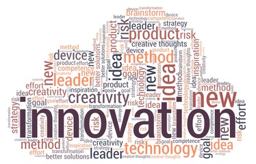 Obraz premium Innovation word cloud isolated on a white background.