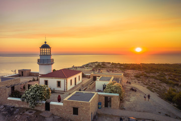 The lighthouse on Gavdos island at sunset, Crete, Greece.