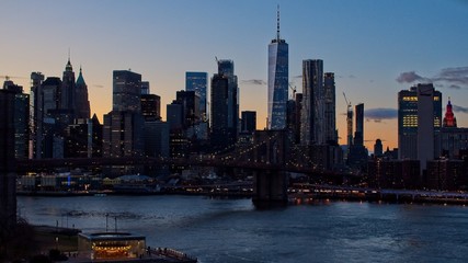 View of Manhattan from Manhattan Bridge Sunset