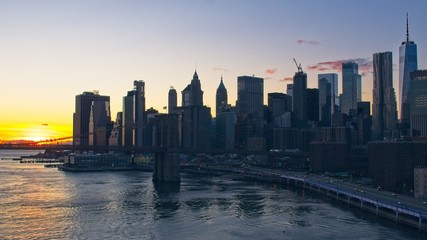 View of Manhattan from Manhattan Bridge Sunset