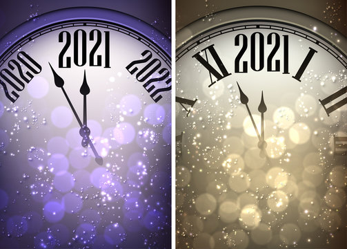 Set of two clocks showing 2021 year.