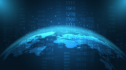 Global network connection World map abstract technology background