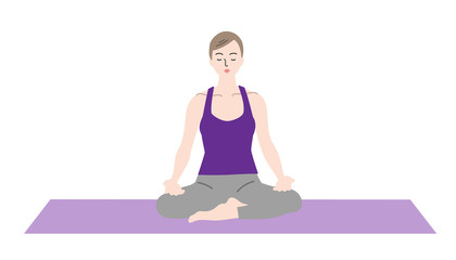 瞑想をする女性　ヨガ