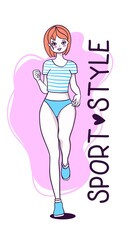 Vector illustration of a sport girl with text on white backgroun