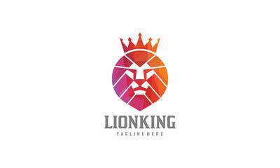 Polygonal Lion King Vector Logo - Abstract Lion Head Icon - Simple Lion Design Illustration
