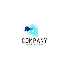 house and key selling and renting, home search, home with key logo template