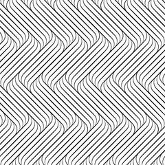 Vector seamless pattern. Background wavy line. Modern waves texture. Intricate pipple curly stripe. Repeating contemporary monochrome design for prints. Endless stylish abstract geometric stripes