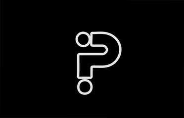 P alphabet letter logo icon with line. Black white color for company and business design