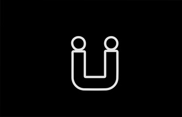 U alphabet letter logo icon with line. Black white color for company and business design