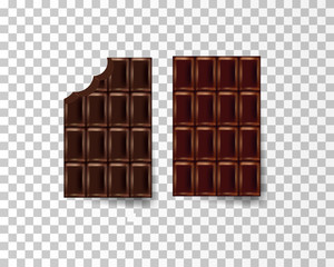 Realistic chocolate on the transparent background