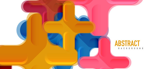 Glossy multicolored plastic style cross composition, x shape design, techno geometric modern abstract background. Trendy abstract layout template