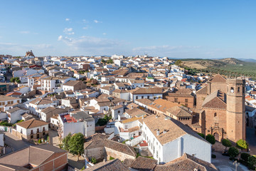 Fototapeta premium Aerial view of historic town Banos de la Encina, town of Jaen. Andalusia, Spain