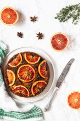 Vegan pie with blood oranges 