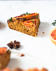 Vegan pie with blood oranges 