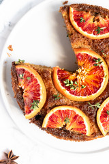 Vegan pie with blood oranges 