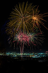 Colorful Aerial Firework Display Over City Skyline