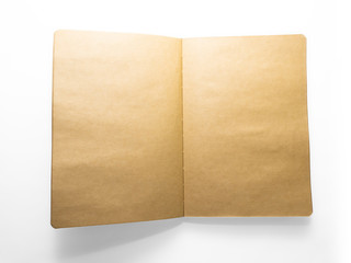 Blank diary pages, vintage notebook with brown paper texture
