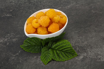 Sweet ripe tasty yellow raspberry