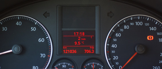 Speedometer in a car. Control panel. Car dashboard.