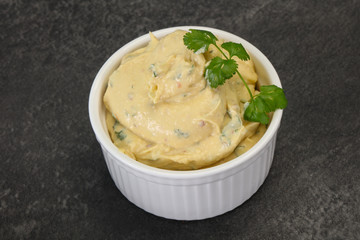 Hummus snack with olive oil