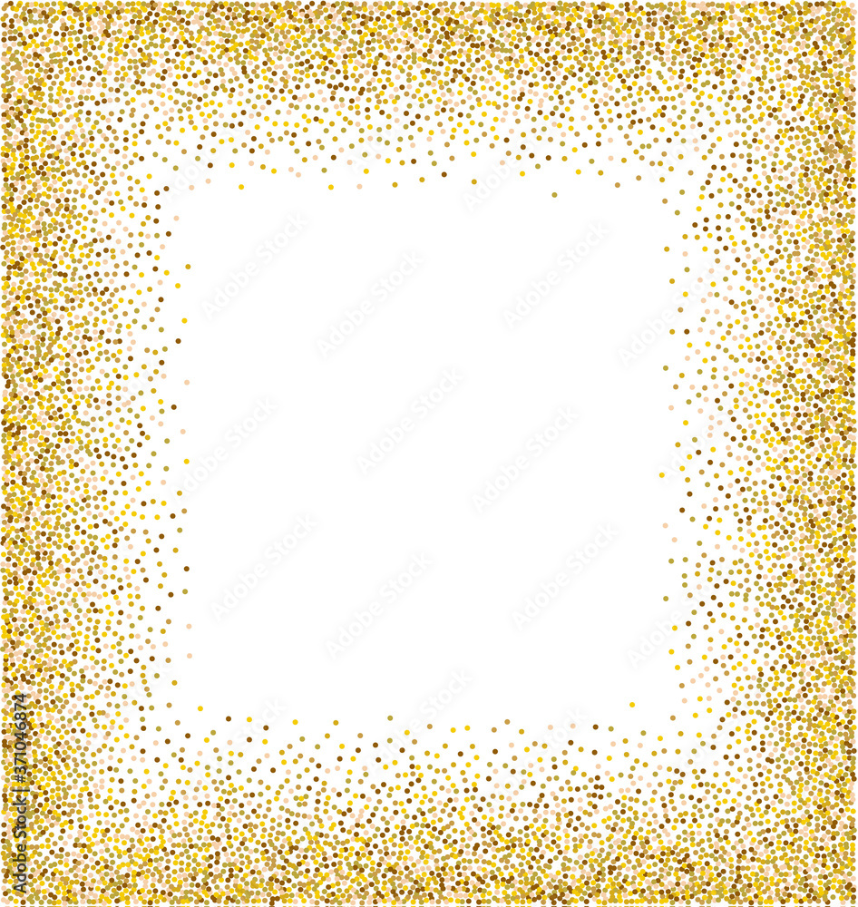 Poster golden splash or glittering spangles frame with empty center for text. golden glittering circle made