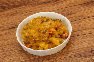 Relish sauce with cucumbers and mustard