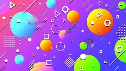 Obraz premium Abstract Colorful Gradient Background With Color Geometric Figures Different Shapes And White Line Vector Design Style