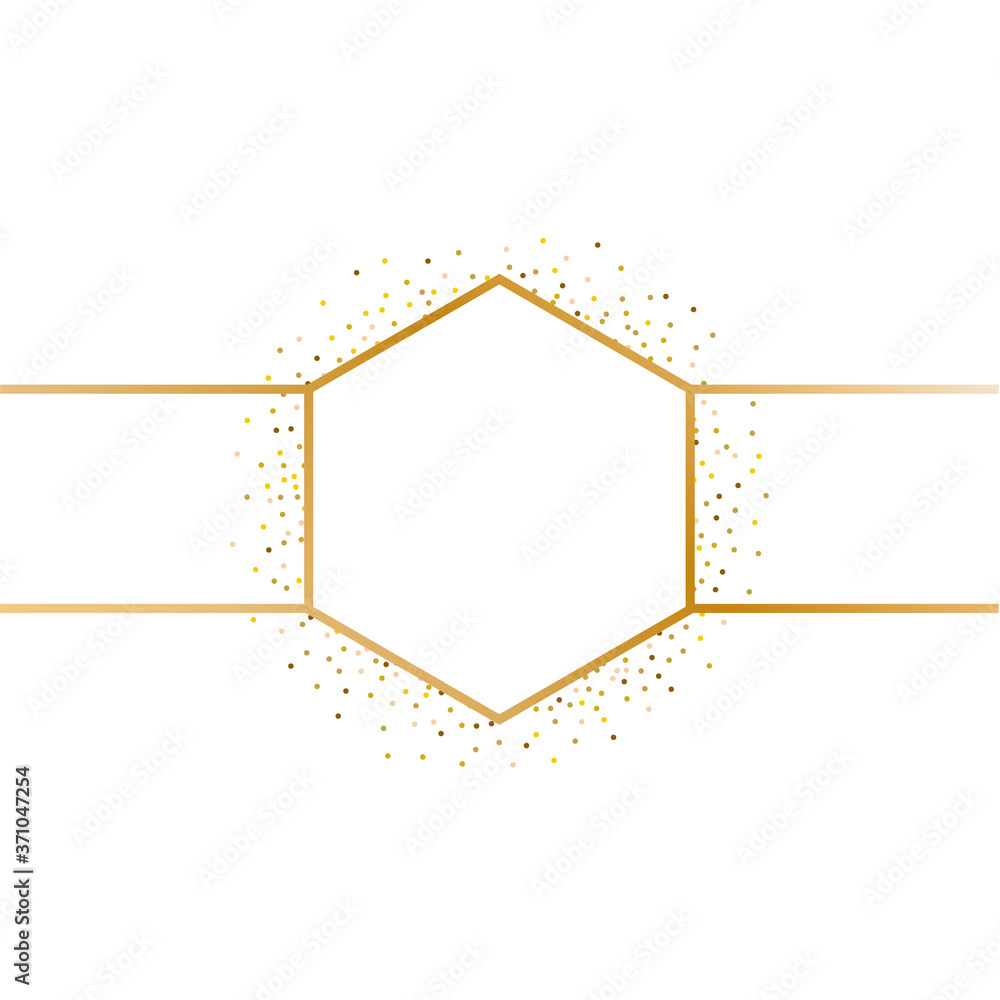 Poster golden splash or glittering spangles frame with empty center for text. golden glittering circle made