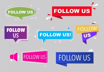 Follow us label set for web