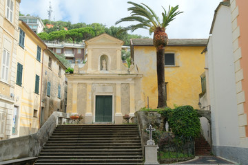 Fototapeta na wymiar Oratorio dei Disciplinanti nel centro di Moneglia, in provincia di Genova.