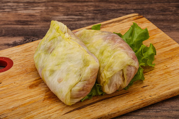 Homemade raw stuffed cabbage with meat