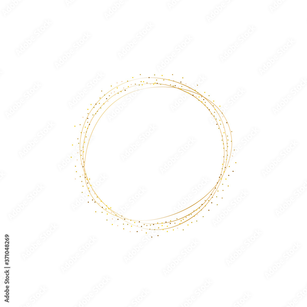 Poster golden splash or glittering spangles frame with empty center for text. golden glittering circle made