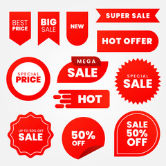 set of red sale labels