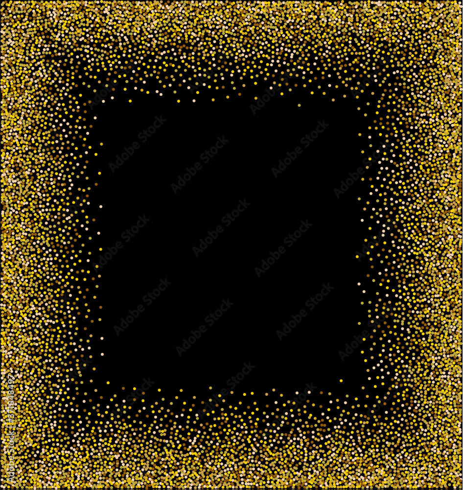 Poster golden splash or glittering spangles frame with empty center for text. golden glittering circle made